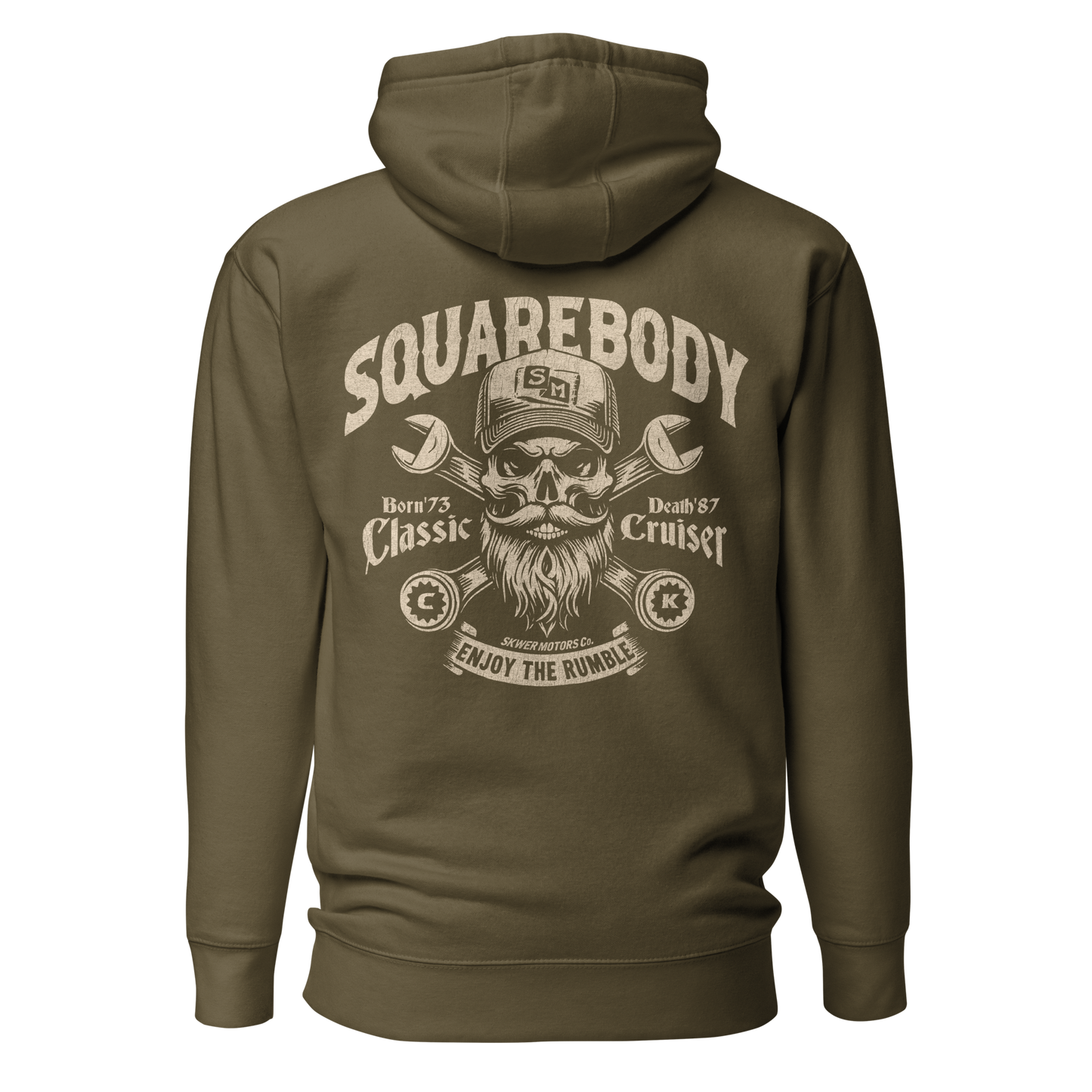squarebody skull hoodie black flat lay front