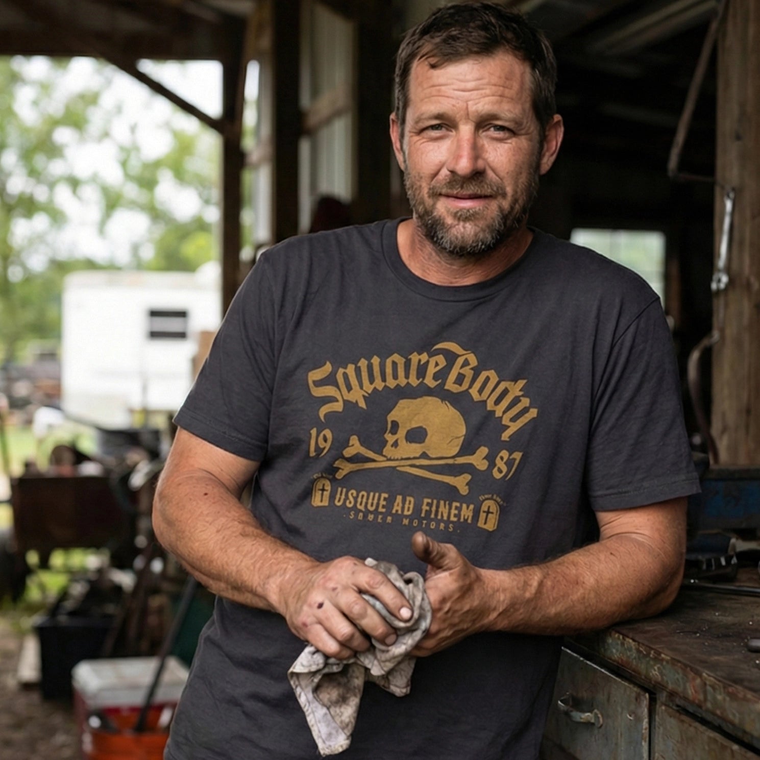 squarebody t shirt skull usque ad finem lifestyle