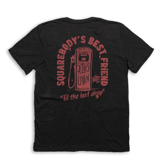 smiles per gallon squarebody tee graphic front black